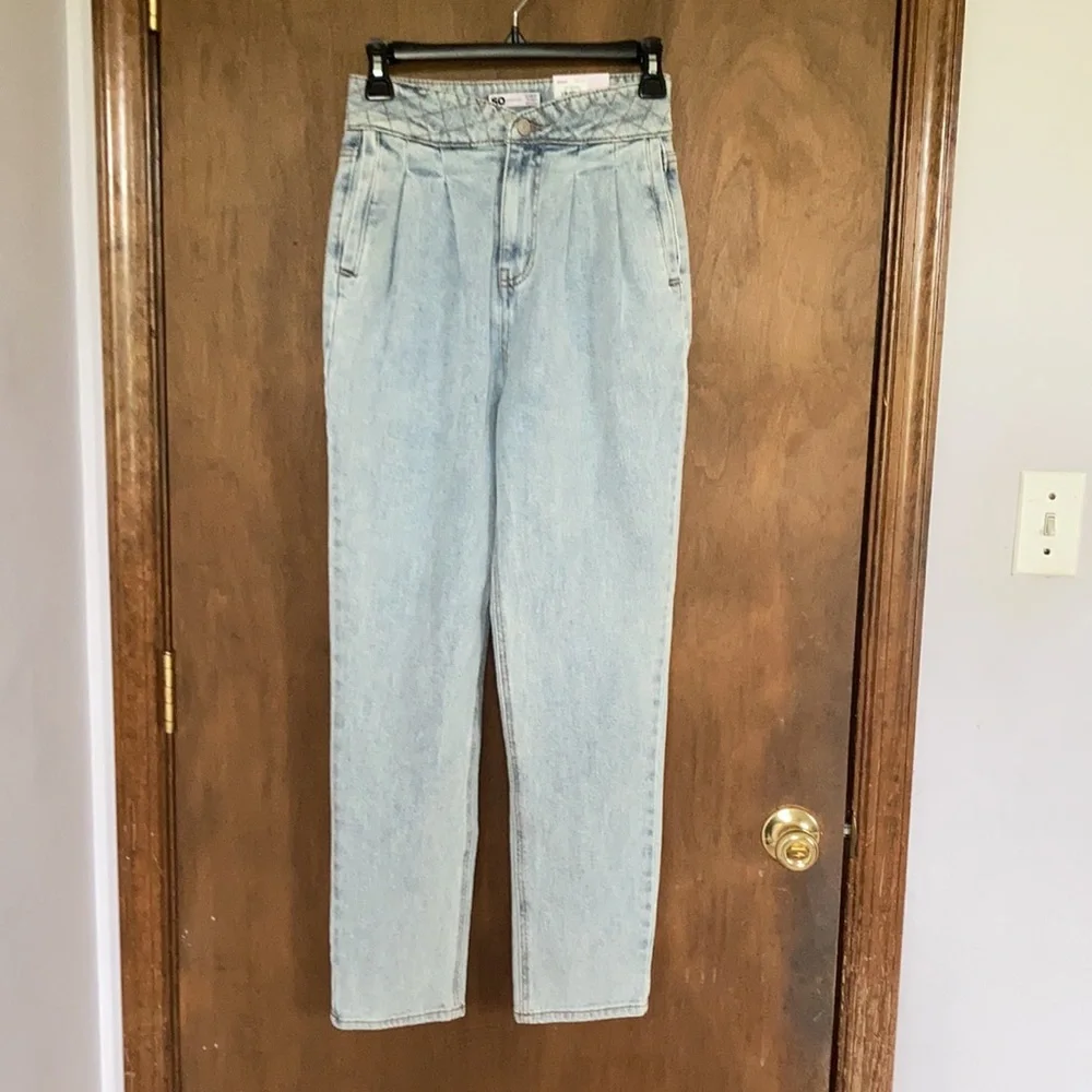 Relisting❌Super highrise straight woven denim jean pant quilted design waistband - Picture 5 of 17